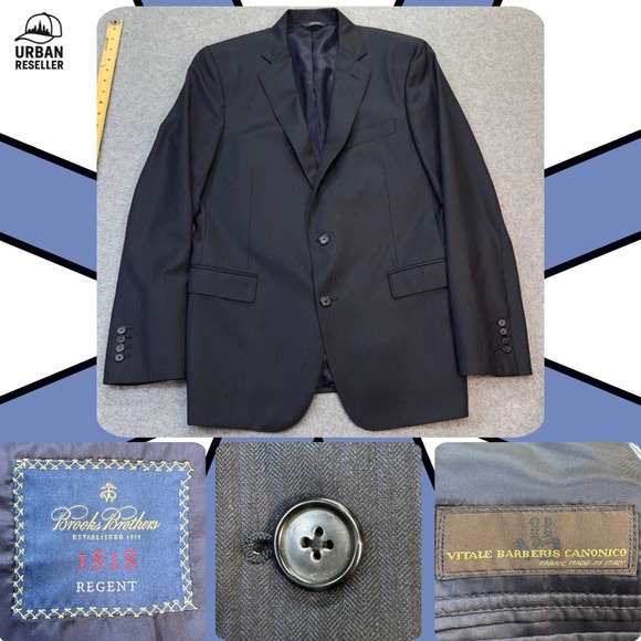 Brooks Brothers Men's 1818 Regent Blazer‎ 40R Navy Vitale Barberis Canonico USA